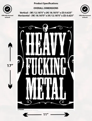 Vista 2 de Pyramid America - Póster musical - Heavy Fucking Metal - Póster impreso de 11 x 17 pulgadas, ideal para decoración de dormitorio, decoración