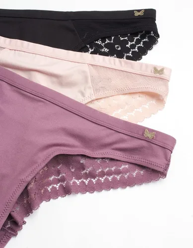 Vista 2 de Jessica Simpson Womens Underwear - 3 Pack Microfiber Lace Tanga Panties S-XL