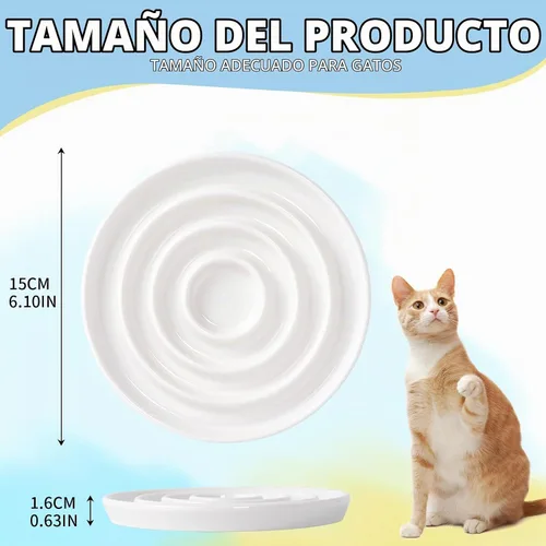 Vista 3 de Comedero lento de cerámica para gatos, plato de apertura poco profunda