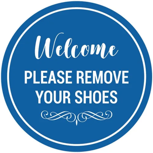 Vista 17 de Signs ByLITA Circle Welcome Please Remove Your Shoes Sign, Negro
