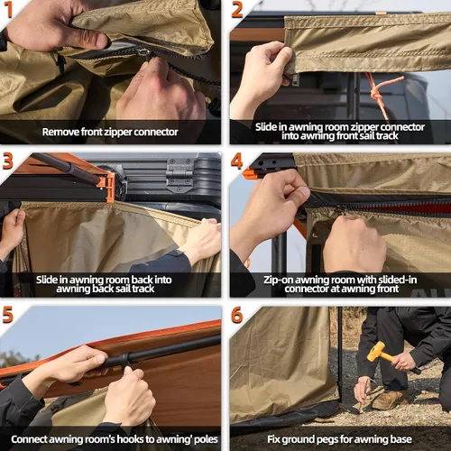 Vista 6 de ALL-TOP Toldo con suelo de 6.6 x 8.2 pies, tienda de campaña Oxford 420D Rip-Stop con malla resistente a los insectos, refugio solar impermeable