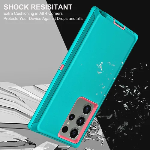 Vista 5 de YKHJKLEC Funda para Samsung Galaxy S22 Ultra, con 2 piezas [protector de pantalla de TPU flexible autorreparable y protector de lente de cámara]