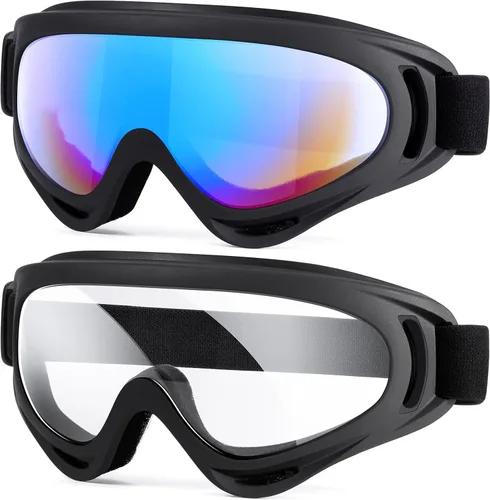Vista 12 de MAMBAOUT Paquete de 2 gafas de esquí de nieve, gafas de snowboard para hombres, mujeres, jóvenes, niños, niños o niñas