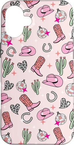 Vista 23 de Cowboy Hat & Boot & Disco Ball Pattern Pink Cowgirl Case for iPhone 17