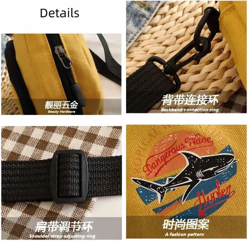 Vista 7 de Bolso de lona pequeño bolso cruzado para hombre, bolsos para mujer, bolso cruzado estético