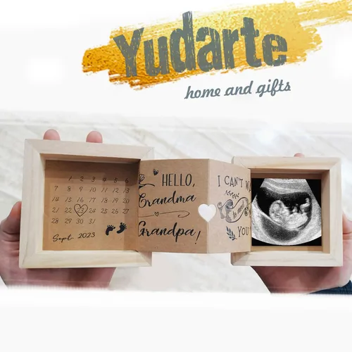 Vista 4 de Yudarte Regalos de recuerdo para abuelos por primera vez, anuncio de embarazo para abuela y abuelo, anuncio de bebé, ecografía, caja de imágenes