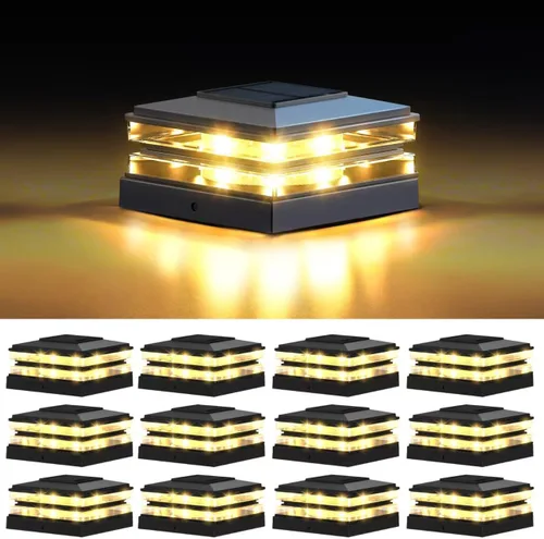 Vista 8 de Paquete de 8 luces solares para postes para exteriores, impermeables