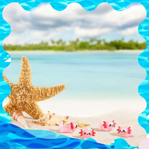 Vista 4 de 24 piezas de mini ajolote rosa figura de resina en miniatura de ajolote diminutos figuras de animales adornos, mini figuras de animales para ocultar