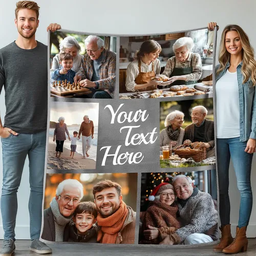 Vista 17 de Mantas personalizadas con 1 foto y texto impreso en Estados Unidos Manta personalizada con imagen de 30 x 40 pulgadas Mantas personalizadas
