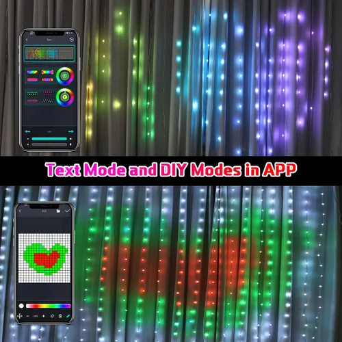 Vista 6 de AKEPO Luces LED inteligentes programables para colgar en ventana, IP65 400 RGB LED APP Control DIY texto y patrón de luces de hadas para propuestas
