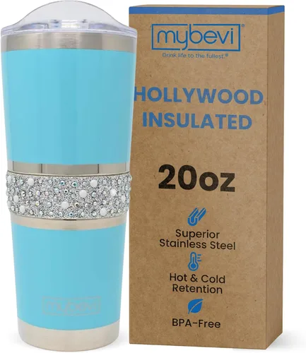 Vista 12 de MyBevi Vaso aislado Hollywood – Vaso de viaje de acero inoxidable de 20 onzas con tapa resistente a fugas Sin BPA, reutilizable, se adapta a
