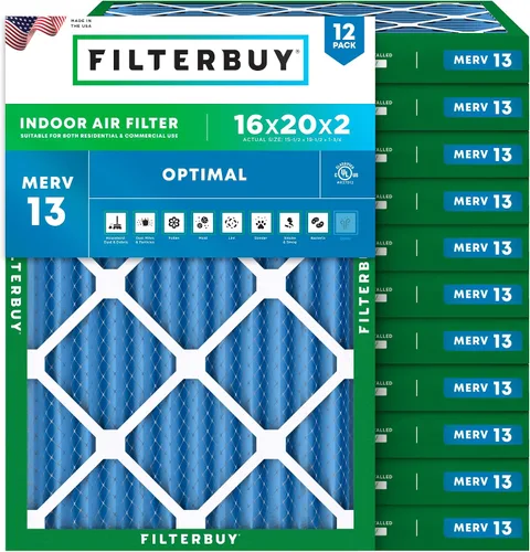 Vista 10 de Filterbuy Filtro de aire de 8 x 14 x 1 pulgadas MERV 13 de defensa óptima (paquete de 12), filtros de aire de repuesto plisados HVAC para calderas