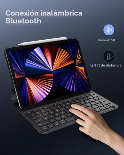 Vista 5 de Funda para iPad de 11ª (A16, 2025)/10ª generación con teclado, funda magnética desmontable para teclado Bluetooth inalámbrico para iPad de 10.9