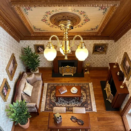Vista 3 de Lámpara de escritorio, lámpara de casa de muñecas de plástico LED para decoración para casa de muñecas en miniatura