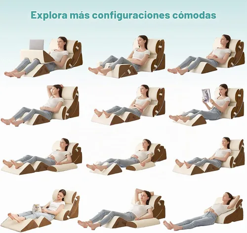 Vista 5 de Hansleep Juego de 6 almohadas ortopédicas de cuña para dormir, juego de almohadas postoperatorias ajustables para aliviar el dolor corporal, espalda