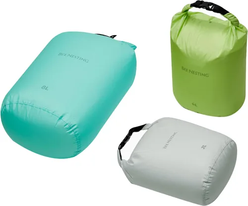 Vista 15 de Bee Nesting Juego de bolsas secas ultraligeras para mochileros, saco seco impermeable para camping, senderismo, motocicleta, saco de cosas ligeras