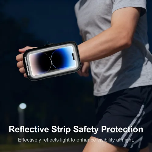 Vista 4 de Pulsera con soporte para teléfono para correr, de hasta 6.8 pulgadas, para iPhone 16/15/14 Pro Max, Galaxy S24/S23, resistente al sudor