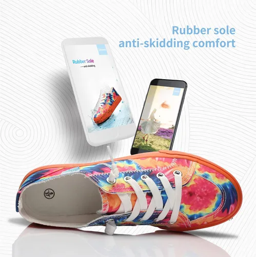 Vista 6 de Obtaom Play Tenis de lona para mujer, sin cordones, a la moda, blanco desgastado y estampado de leopardo