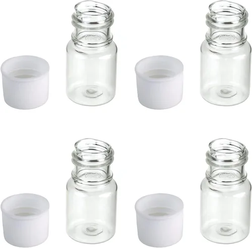 Vista 5 de Bettomshin 50 botellas de plástico PE de 0.2 fl oz (grado alimenticio), botella de reactivo de laboratorio de boca ancha, sellado de botellas