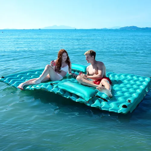 Vista 12 de Alfombra flotante inflable gigante mejorada 2025 - Flotador de piscina para adultos con hamaca para piscina, piscina, playa, lago para fiesta