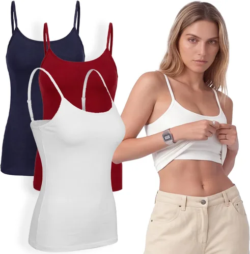 Vista 27 de Emmalise Camiseta de mujer con brasier integrado, soporte de tela sin varillas, camisola corta