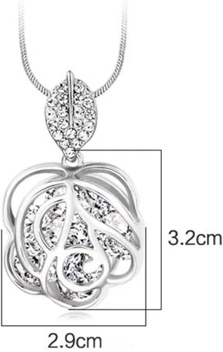 Vista 3 de Z-Jeris collar con dije ahuecado con forma de flor, con diamantes falsos.