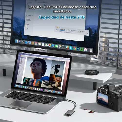 Vista 4 de uni Lector de tarjetas SD, adaptador USB 3.0 de alta velocidad a tarjeta micro SD, lector de tarjetas de memoria de aluminio para computadora