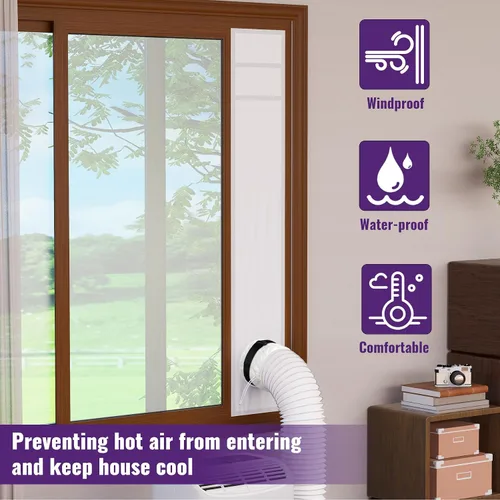 Vista 8 de Mxclimate Kit de ventana de aire acondicionado portátil, sello de ventana deslizante con protector de hojas, malla de ventilación de ventilación