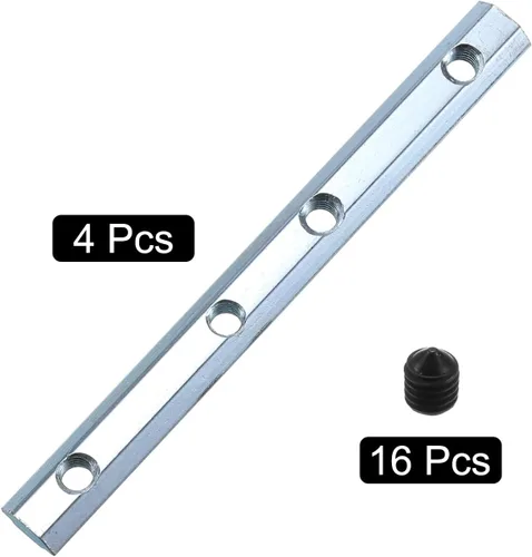 Vista 3 de uxcell Conector de línea recta, 4 soportes de junta interior de 3.9 pulgadas con tornillos M5 para perfil de extrusión de aluminio serie 2020