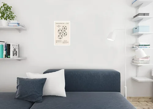 Vista 4 de Póster de la impresión artística de la pelota de fútbol oficial clásico de la patente del diagrama fresco de la decoración de la pared 12x18