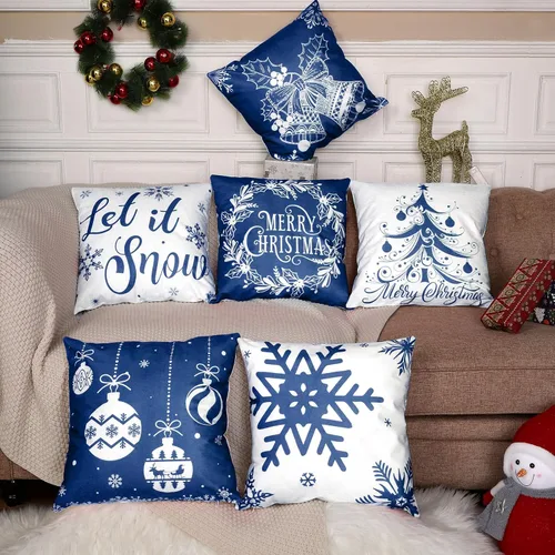 Vista 3 de Tatuo 6 fundas de almohada navideñas fundas de cojín decoración funda de almohada navideña decoración navideña funda de almohada decorativa