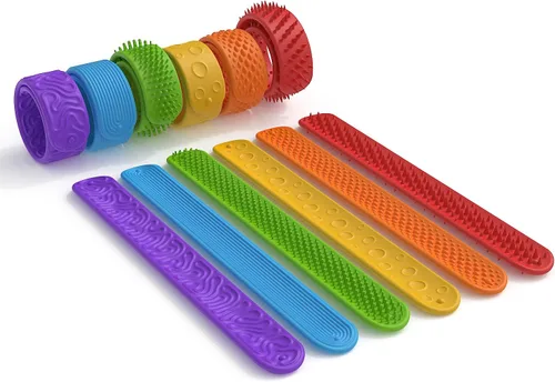 Vista 7 de Paquete de 6 juguetes sensoriales para ansiedad, pulseras de silicona texturizada, juguetes sensoriales para niños, herramienta calmante