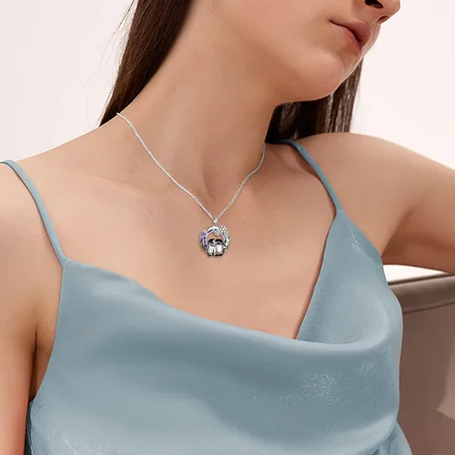 Vista 2 de Pingüinosperezosospandasbúhospanda rojojirafagatosllamasdinosaurioosocerdo monoconejito de Pascua, regalos de pingüinos, plata de ley 925, joyería