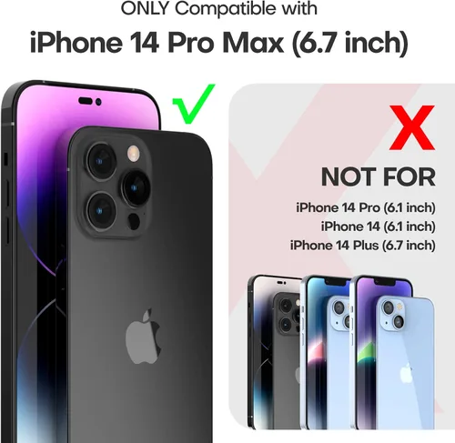 Vista 2 de TAURI Funda 5 en 1 para iPhone 14 Pro Max, [protección contra caídas de grado militar] Funda delgada a prueba de golpes con cordón para teléfono