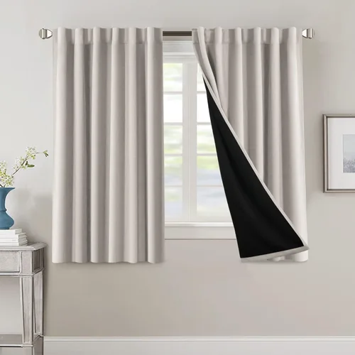 Vista 61 de H.VERSAILTEX Cortinas 100% opacas para dormitorio con forro negro, cortinas de oscurecimiento de habitación completa, con aislamiento térmico