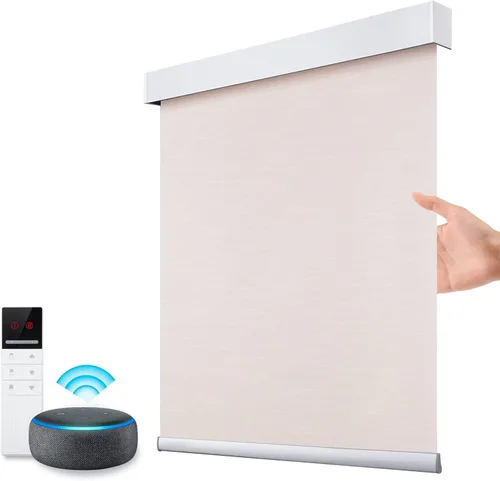Vista 19 de ZSTARR Persianas opacas motorizadas con control remoto inteligente, persianas enrollables recargables inalámbricas para ventanas, oficina, hogar