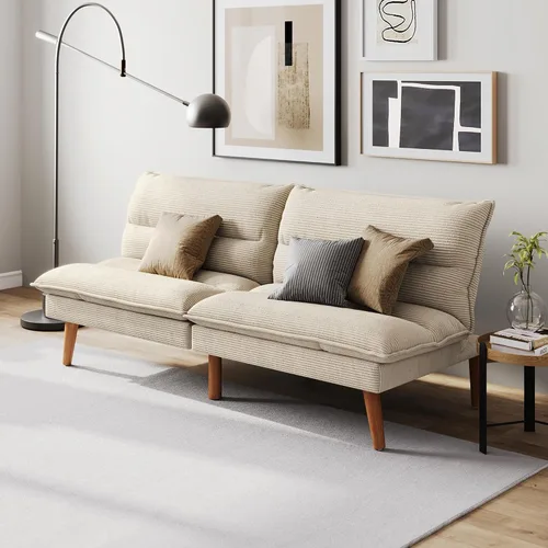 Vista 11 de LINSY HOME Sofá Cama Futón - Sofá Cama de Pana Convertible con Respaldo Ajustable, Sofá Cama Pequeño Moderno Tipo Loveseat para Espacios Pequeños
