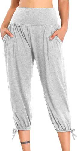 Vista 18 de Pantalones capri para mujer, estilo casual, de verano, elásticos, de cintura alta, pantalones de yoga, ajuste atlético, pantalones deportivos