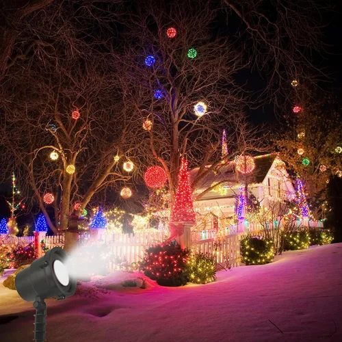 Vista 3 de Proyector de luces de Navidad para exteriores, impermeables, enchufable, efecto móvil, montaje en pared para Halloween, Navidad, vacaciones, Año
