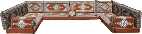 Vista 16 de arabicsofa Cojines de piso árabe en forma de U – Sofá tradicional Majlis con sofá otomano