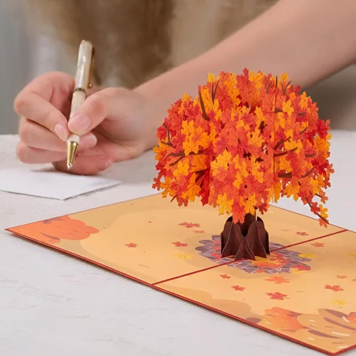 Vista 3 de Paper Love Tarjeta de Árbol de Otoño Tarjeta de Felicitación Desplegable 3D de Arce de Otoño para Acción de Gracias, Regalo de Anfitriona o Amigo