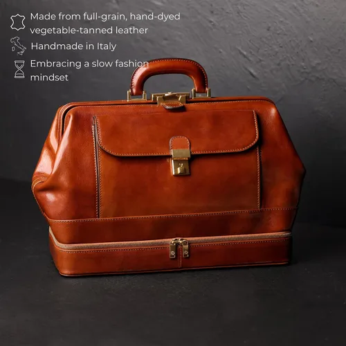 Vista 4 de Time Resistance Bolso médico de cuero - Bolso médico italiano hecho a mano - Bolso estilo vintage - Maletín de cuero real