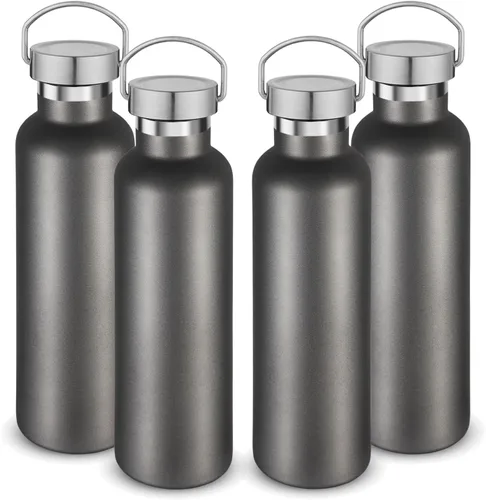 Vista 7 de Volhoply 24 onzas Botella de agua aislada con boca estándar con tapa de combinación de plástico y acero inoxidable, botellas de agua de 304 18/8
