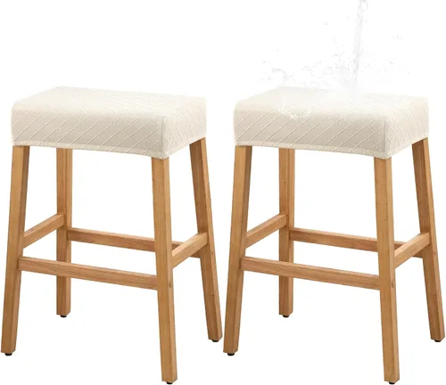 Vista 9 de YISUN Fundas de taburete rectangulares, paquete de 2 fundas elásticas impermeables para asiento de silla de montar, taburetes de bar, sillas de bar