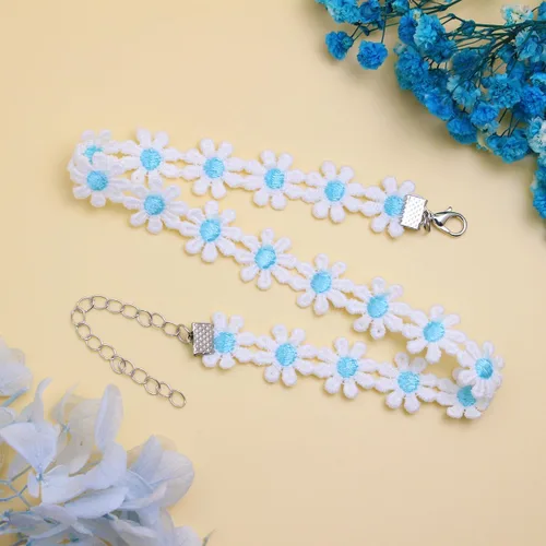 Vista 5 de Nova&Aria Chokers Set For Women Heart Choker Necklaces Flower Pendant Velvet Cute Pink Turquoise Blue White Black Choker Necklace Christmas Colorful