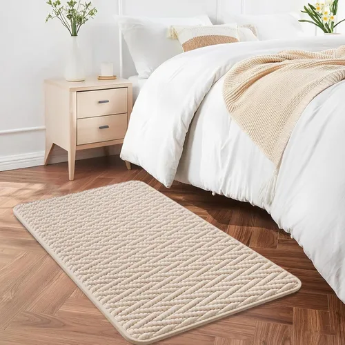 Vista 5 de Alfombra de baño antideslizante, 20 x 32 pulgadas, lavable a máquina y absorbente de agua, alfombra de baño de microfibra suave y gruesa para ducha