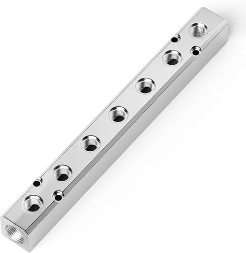 Vista 15 de TAILONZ PNEUMATIC Bloque de aluminio de derivación de 2 vías plateado, distribuidor de aire de distribución de aire de conducto neumático