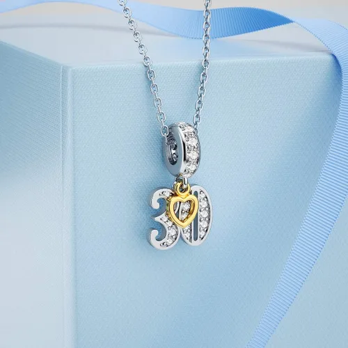 Vista 5 de JIAYIQI Collar con dije de plata de ley 925 con dije de corazón de oro de 18 quilates para mujer de 16, 18, 21, 30, 40, 50, 60