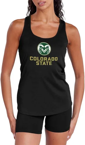 Vista 491 de Camiseta deportiva sin mangas oficial de NCAA Collegiate para mujer, con espalda cruzada, colección con logotipo primario