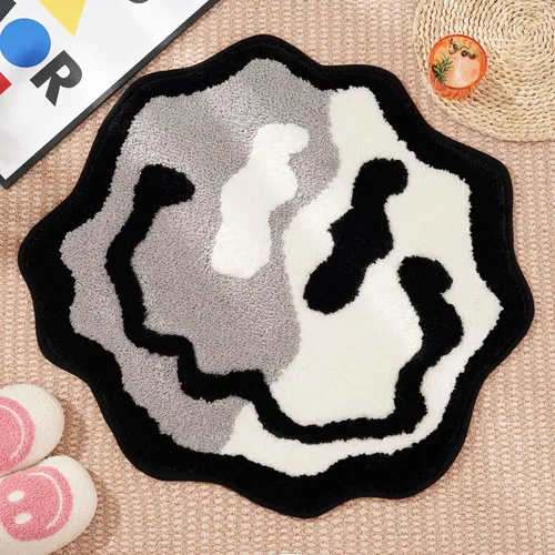 Vista 10 de ELDONE Trippy - Tapete de baño de cara feliz azul, alfombras geniales para dormitorio, alfombra de preparación, alfombra hippie antideslizante